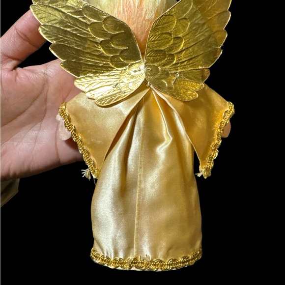 Vintage Christmas Angel Ornaments Cardboard Plastic Felt Body and Face Gold 7.5” - Picture 3 of 6